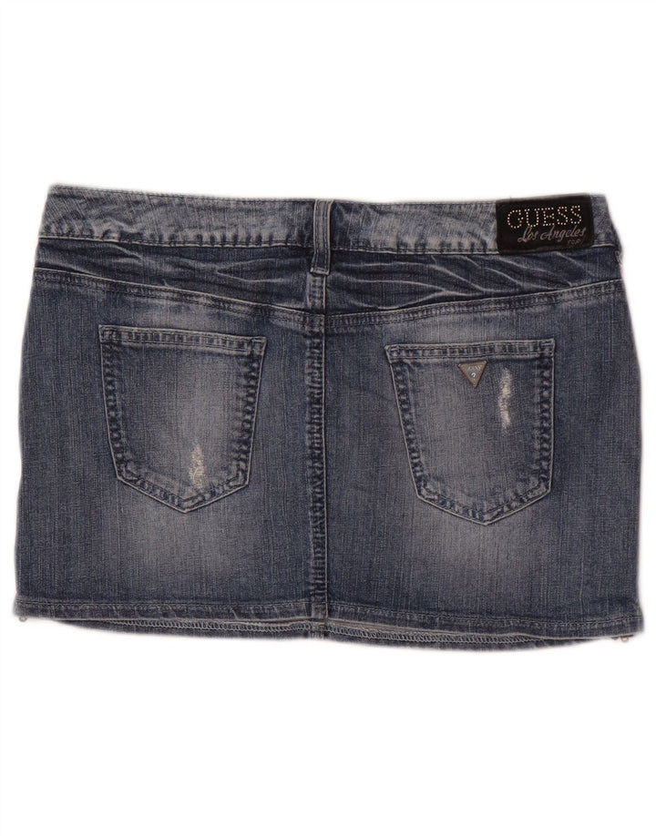 Guess Minigonna in denim invecchiato da donna W29 in cotone blu medio