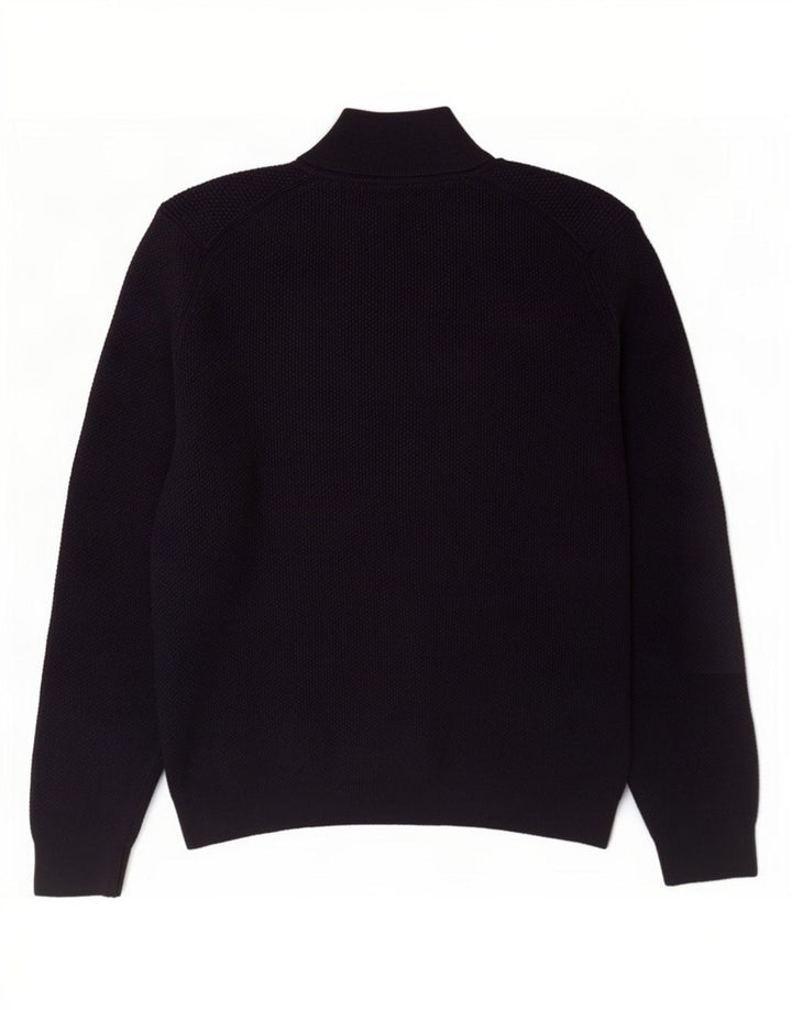 Massimo Dutti Maglione da uomo con zip e collo grande in cotone blu navy