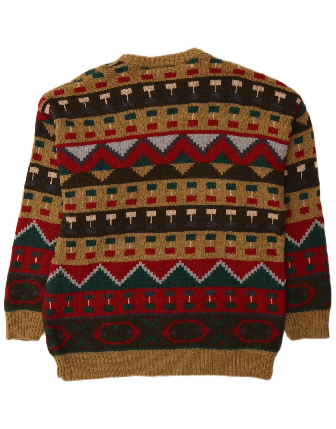 Maglione maglione girocollo da uomo Bluster IT 52 Large lana geometrica marrone