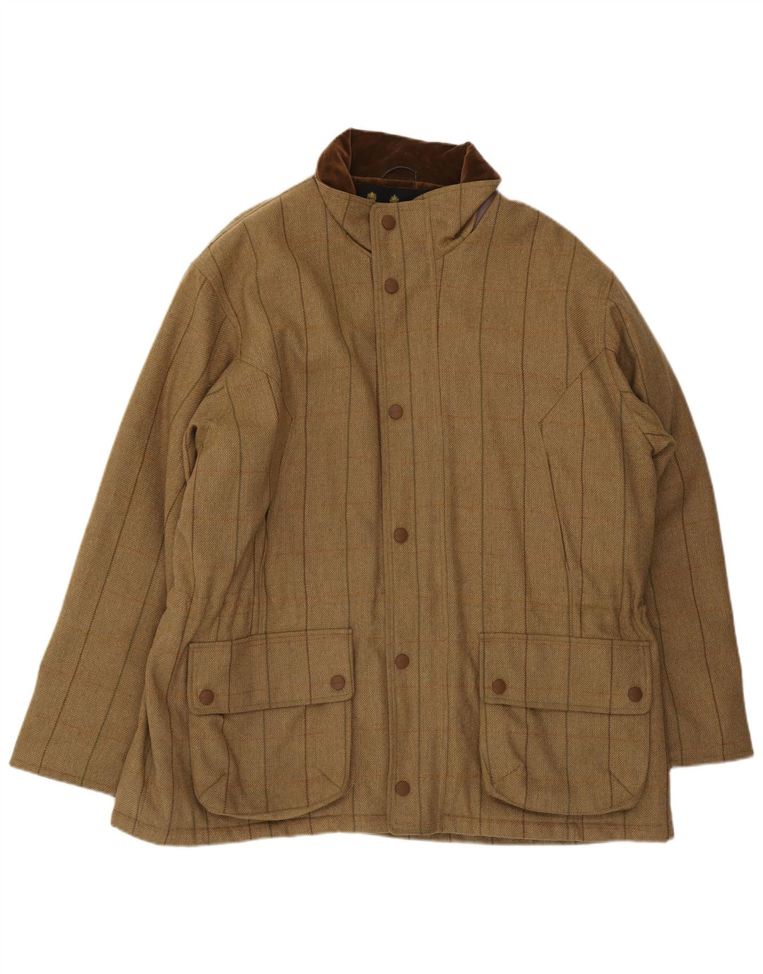 Barbour Uomo Berwick Giacca comoda vestibilità ampia UK 44 2XL Lana a quadri kaki