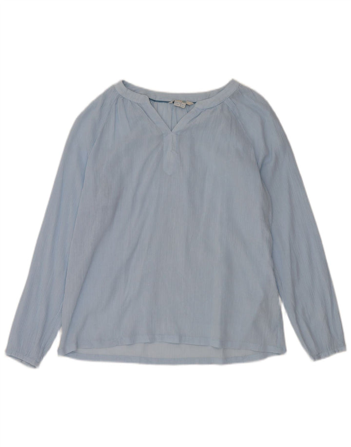 BODEN Top camicetta oversize a maniche lunghe da donna UK 10 piccolo cotone blu