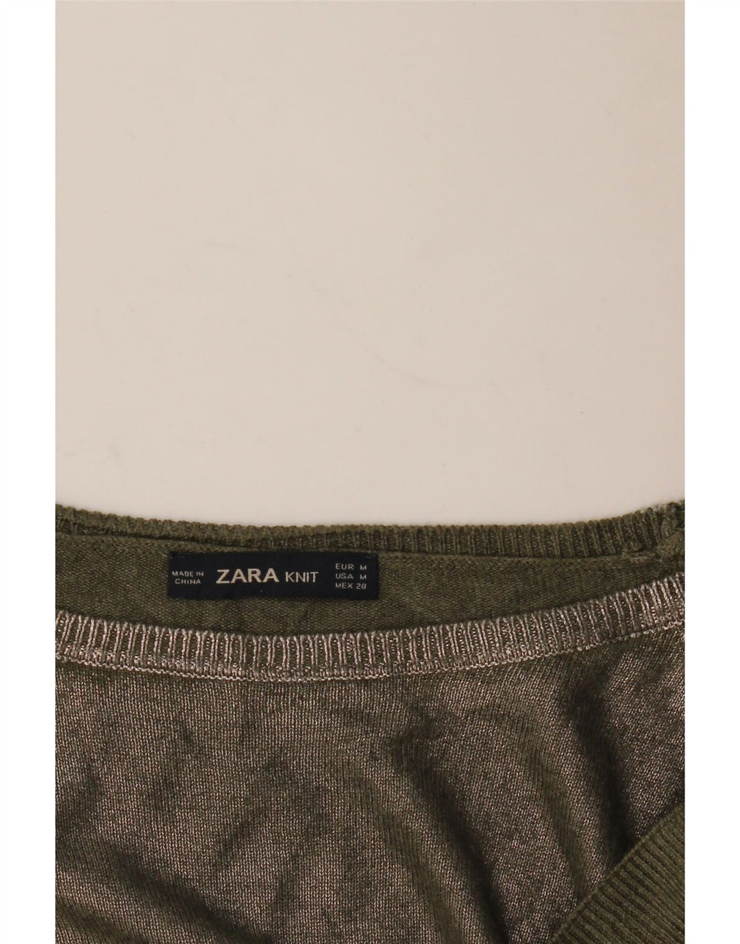 Maglione maglione con scollo a barca da donna Zara UK 14 medio cachi