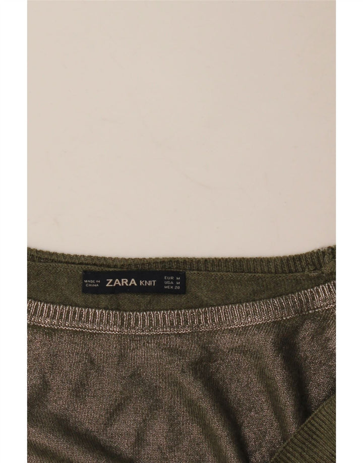 Maglione maglione con scollo a barca da donna Zara UK 14 medio cachi