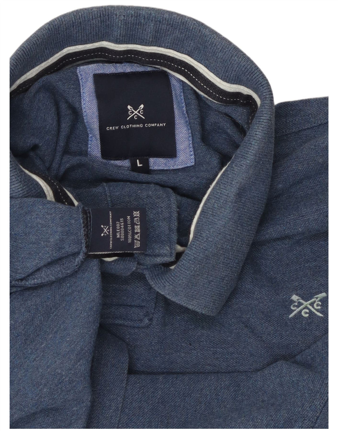 CREW CLOTHING Polo da uomo grande in cotone blu