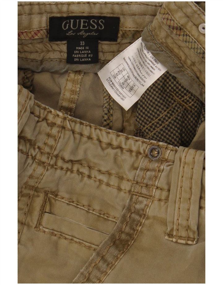 Pantaloncini cargo da uomo Guess W33 in cotone beige medio