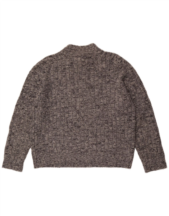 Maglione da donna Marks & Spencer con zip e collo UK 16 grande grigio screziato
