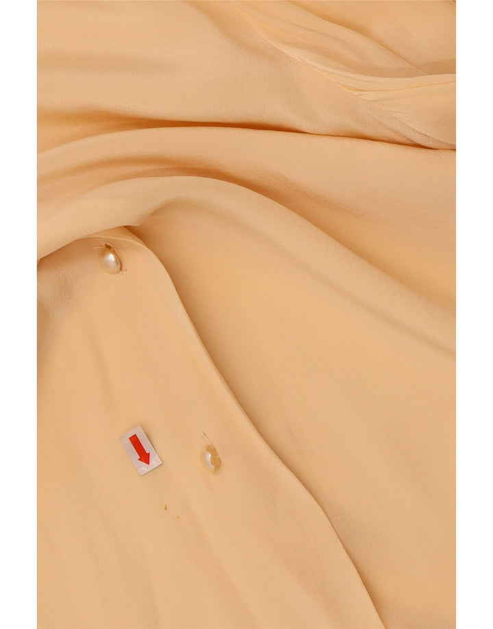 VINTAGE Womens Ruffle Front Shirt Blouse UK 14 Medium Beige