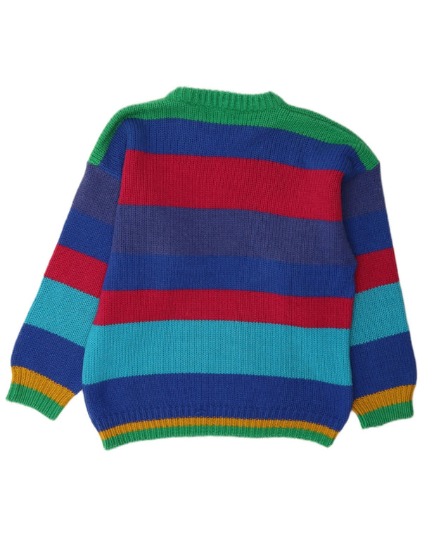 Maglione girocollo grafico da uomo vintage a righe grandi multicolori