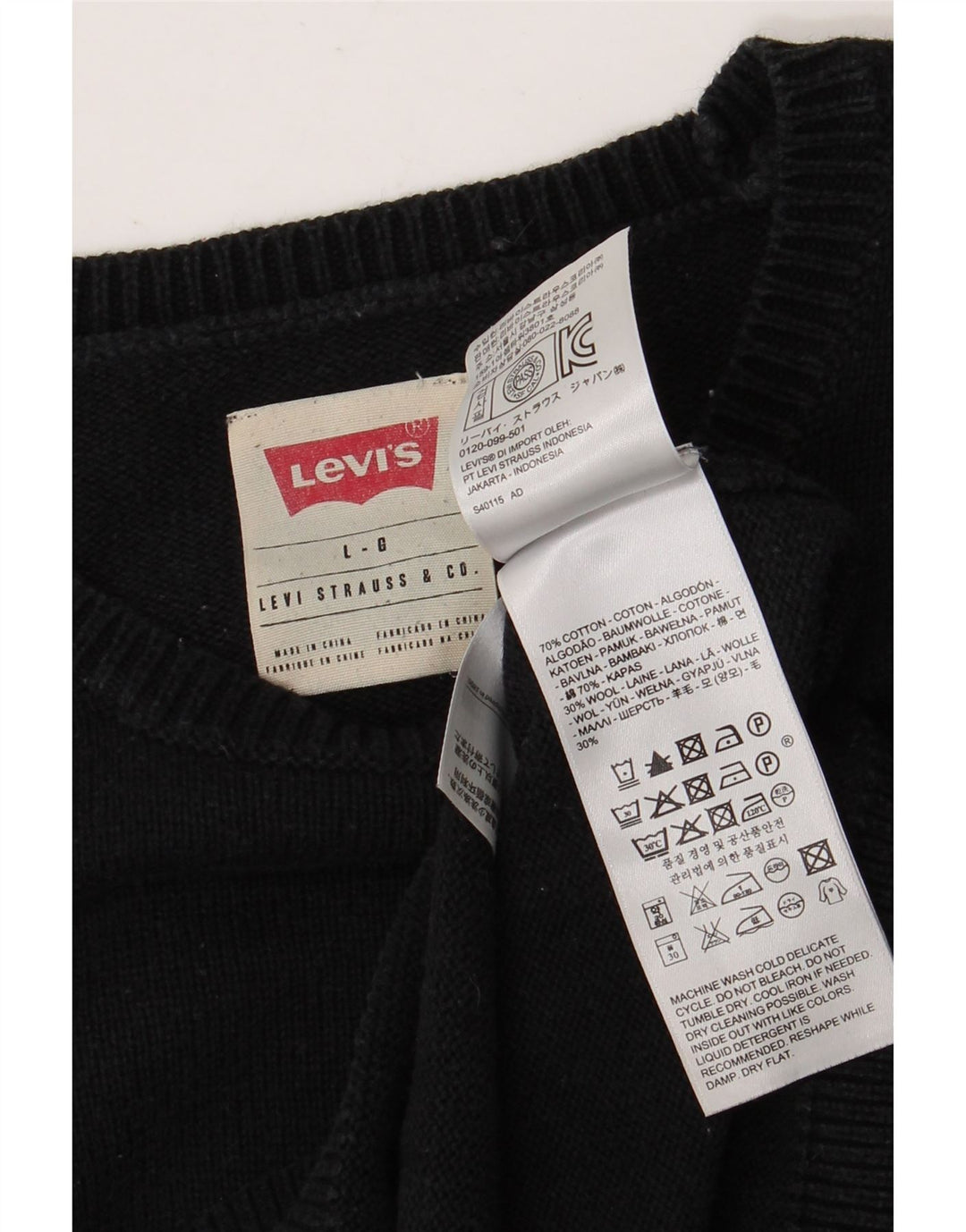 Levi's Uomo Maglione Girocollo Maglione Grande Cotone Nero