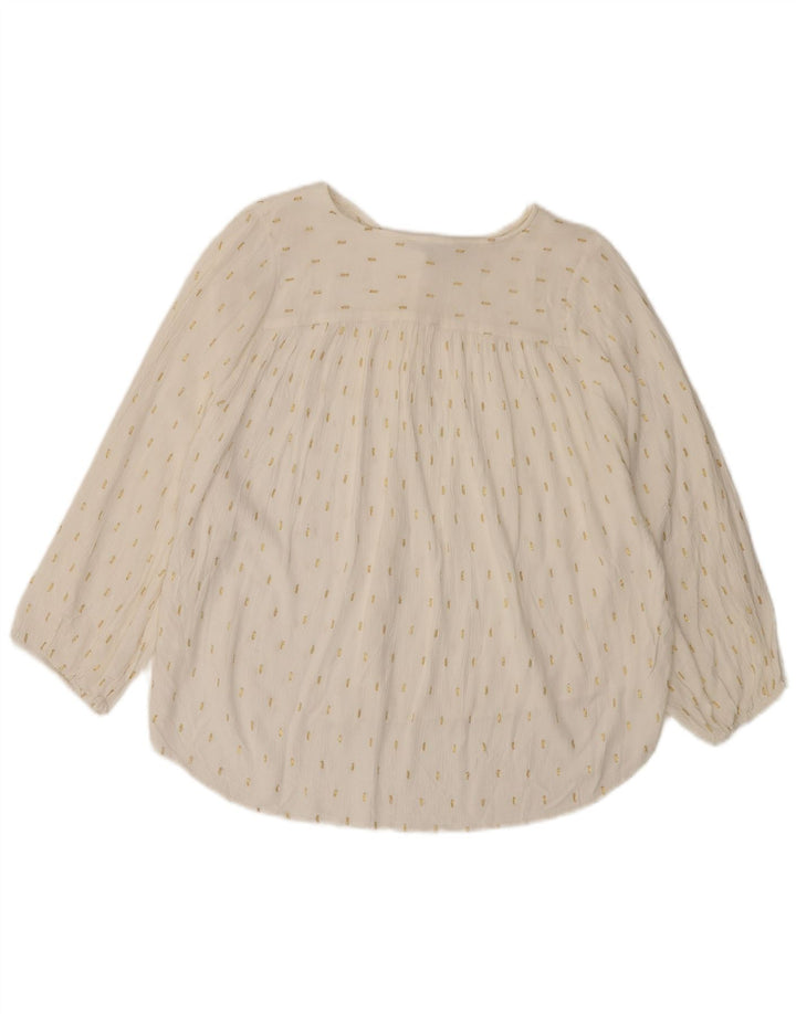 Camicetta oversize da donna con maniche a 3/4 Zara UK 14 grande bianco sporco maculato