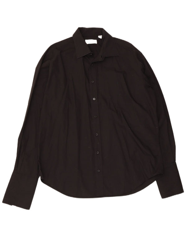 Camicia formale da uomo Yves Saint Laurent taglia 43 17 XL cotone nero