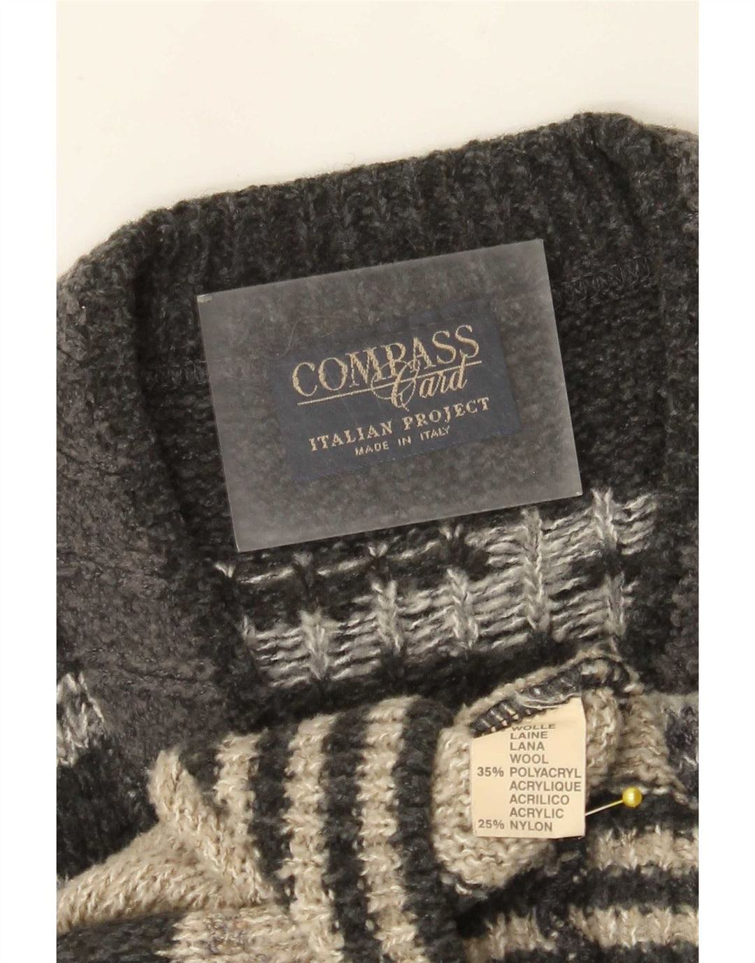 COMPASS CARD Maglione da uomo con scollo a V IT 52 Grande grigio geometrico