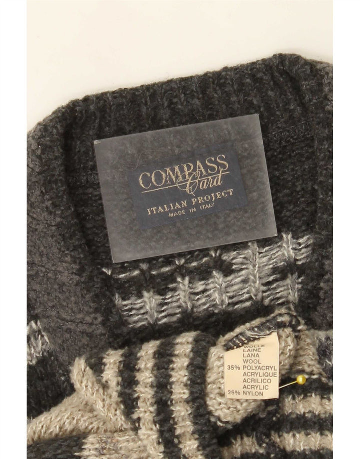 COMPASS CARD Maglione da uomo con scollo a V IT 52 Grande grigio geometrico