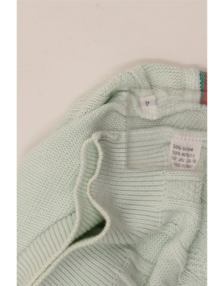 Maglione da uomo VINTAGE grande in cotone color block blu