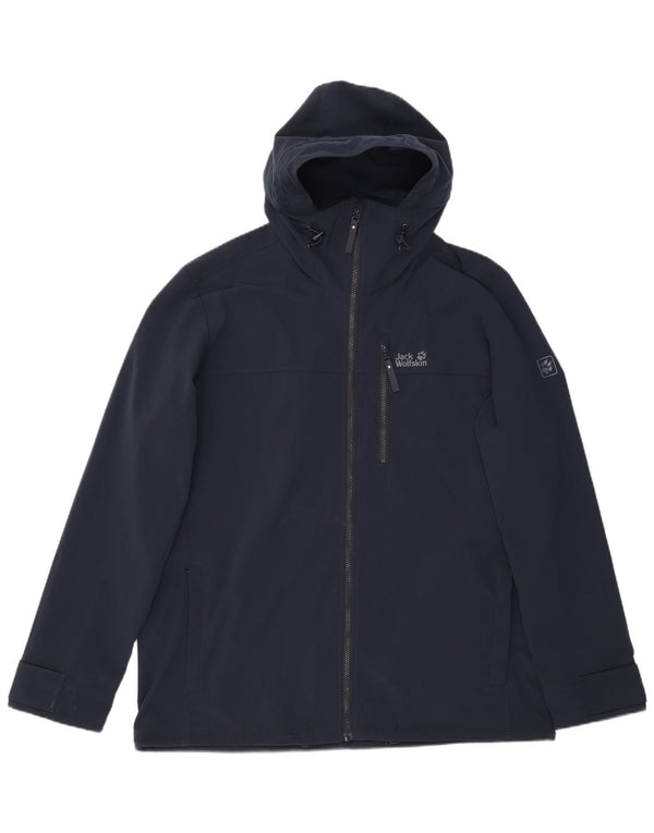 Giacca a vento con cappuccio da uomo Jack Wolfskin UK 48 2XL poliestere blu navy