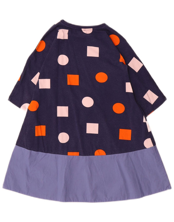 Abito a trapezio con maniche a 3/4 Cos Girls 4-5 anni in cotone geometrico blu navy