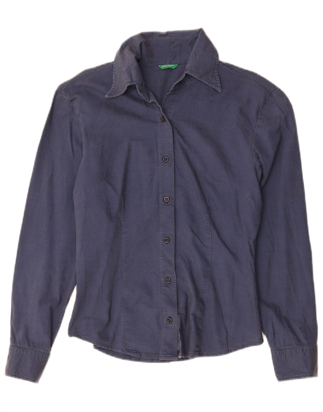 Camicia da donna Benetton UK 10 Small in cotone blu navy
