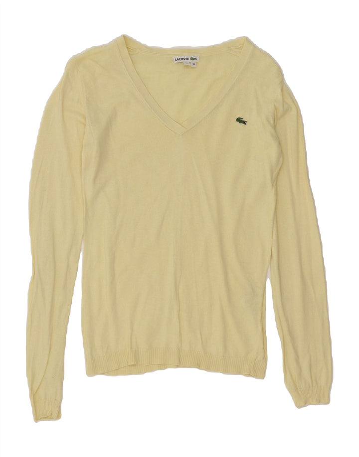 LACOSTE Womens V-Neck Jumper Sweater Size 36 Small Yellow Cotton Vintage Lacoste and Second-Hand Lacoste from Messina Hembry 