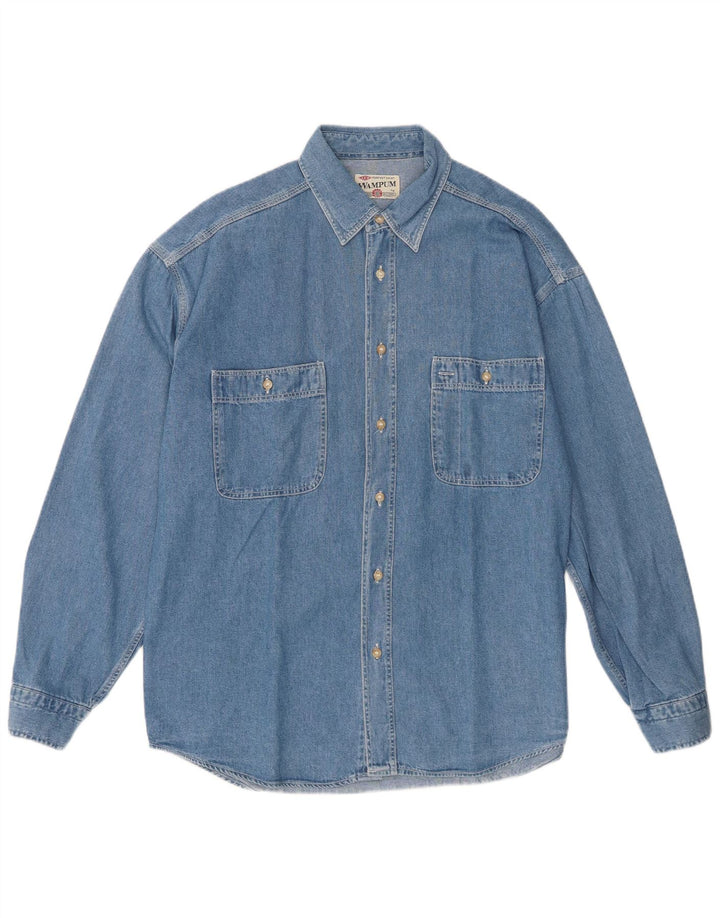 Camicia di jeans da uomo Wampum grande in cotone blu
