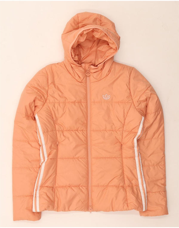 Giacca imbottita con cappuccio Adidas Primegreen da donna UK 10 Small Arancione Poliestere