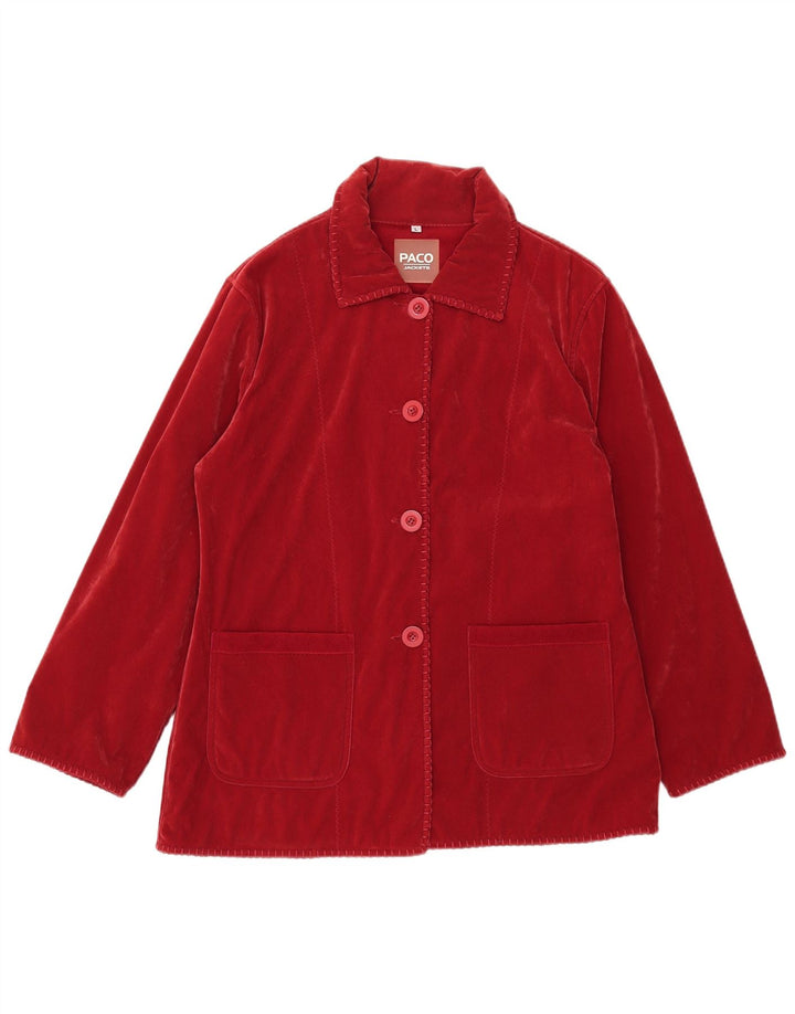 Soprabito in pile da donna Paco UK 16 grande rosso poliestere
