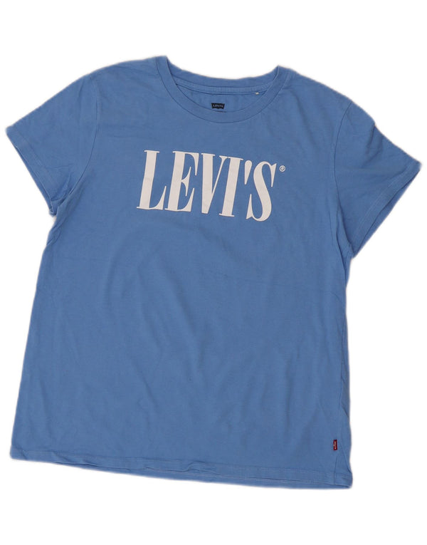 T-shirt grafica da donna LEVI'S Top UK 14 grande cotone blu