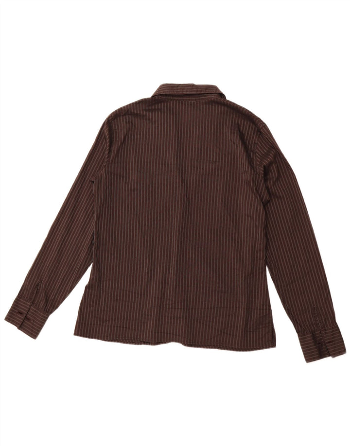 Camicia formale da donna TRUSSARDI JEANS UK 16 Cotone a righe grandi marrone