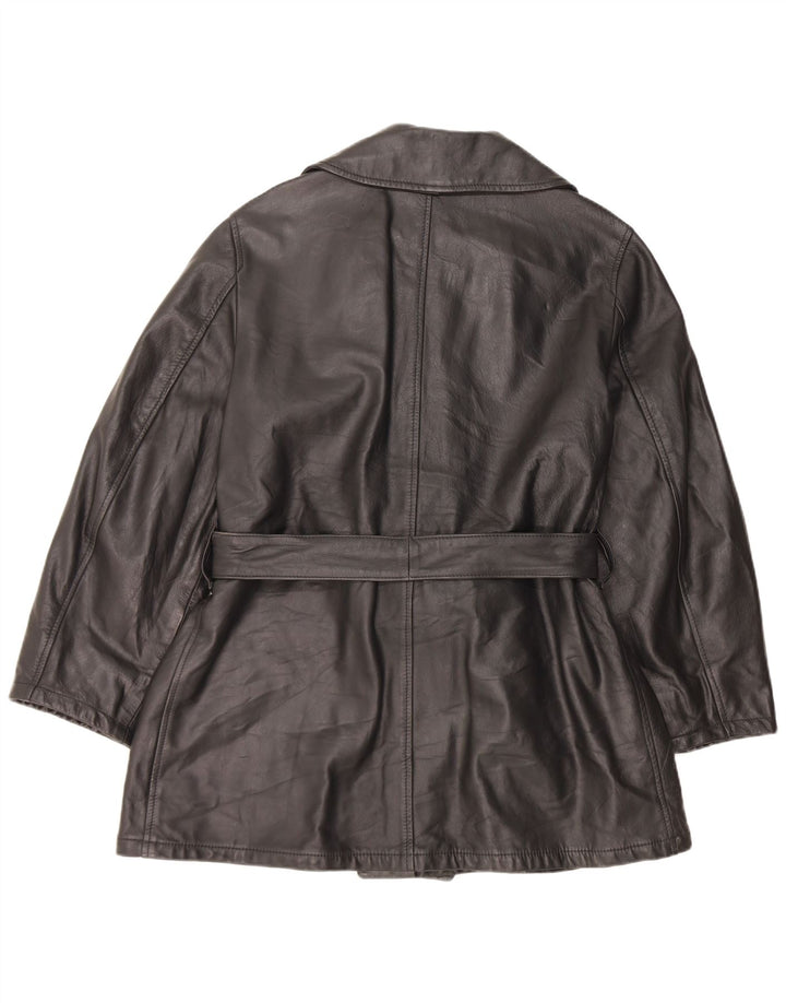 Giacca in pelle vintage da uomo IT 46 piccola nera