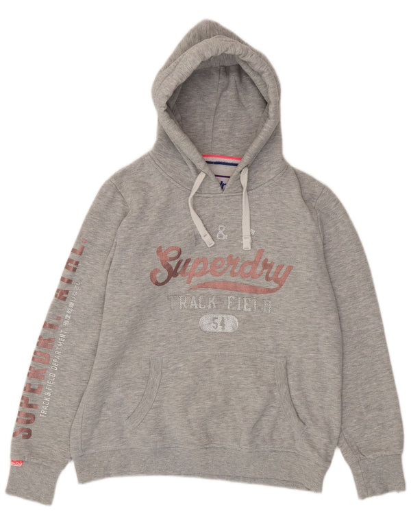 Felpa con cappuccio da atletica leggera da donna Superdry UK 16 grande grigio chiazzato