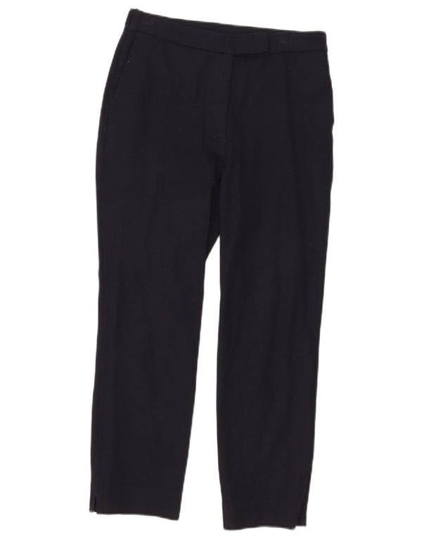 Pantaloni da abito slim corti Marks & Spencer da donna UK 8 piccoli W27 L23 blu navy