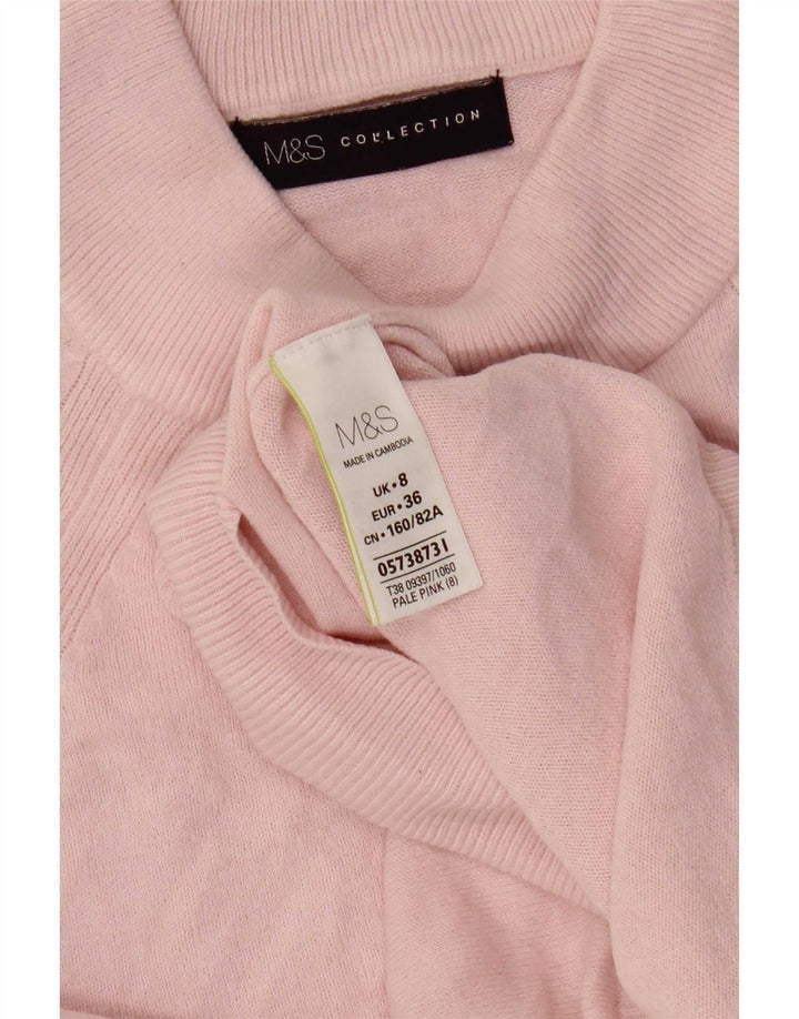 Maglione da donna Marks & Spencer a collo alto corto UK 8 piccolo rosa