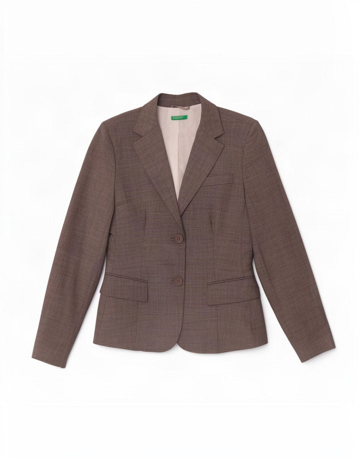 Giacca Blazer a 2 Bottoni da Donna Benetton IT 46 Large Grigio Lana