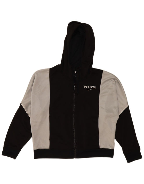 Felpa con cappuccio e zip oversize da donna Nike UK 10 Small Black Colourblock