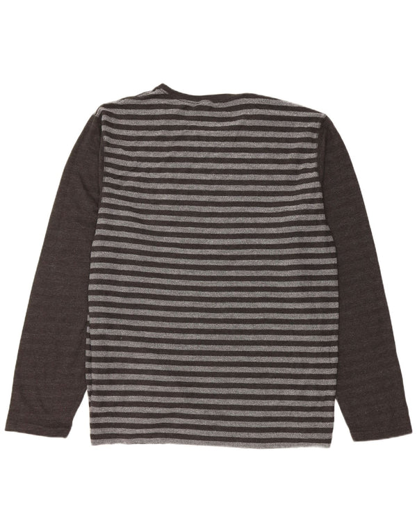 Saltrock Top da uomo a maniche lunghe XL in cotone a righe grigie