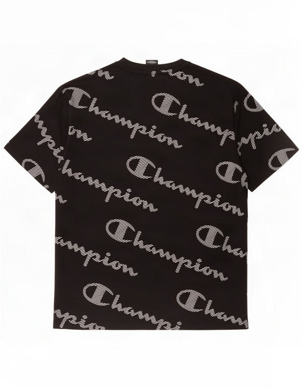 T-shirt grafica da uomo Champion Top Large in cotone nero