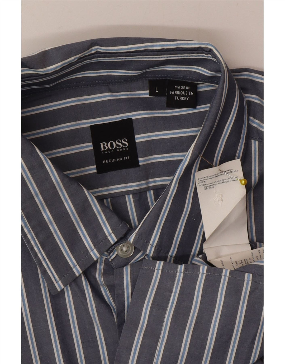 Camicia da uomo Regular Fit Hugo Boss, cotone a righe grandi blu