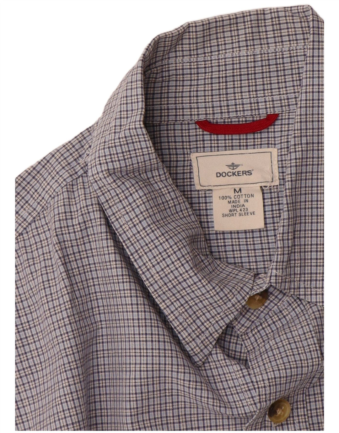 DOCKERS Camicia da uomo a maniche corte in cotone a quadri blu medio