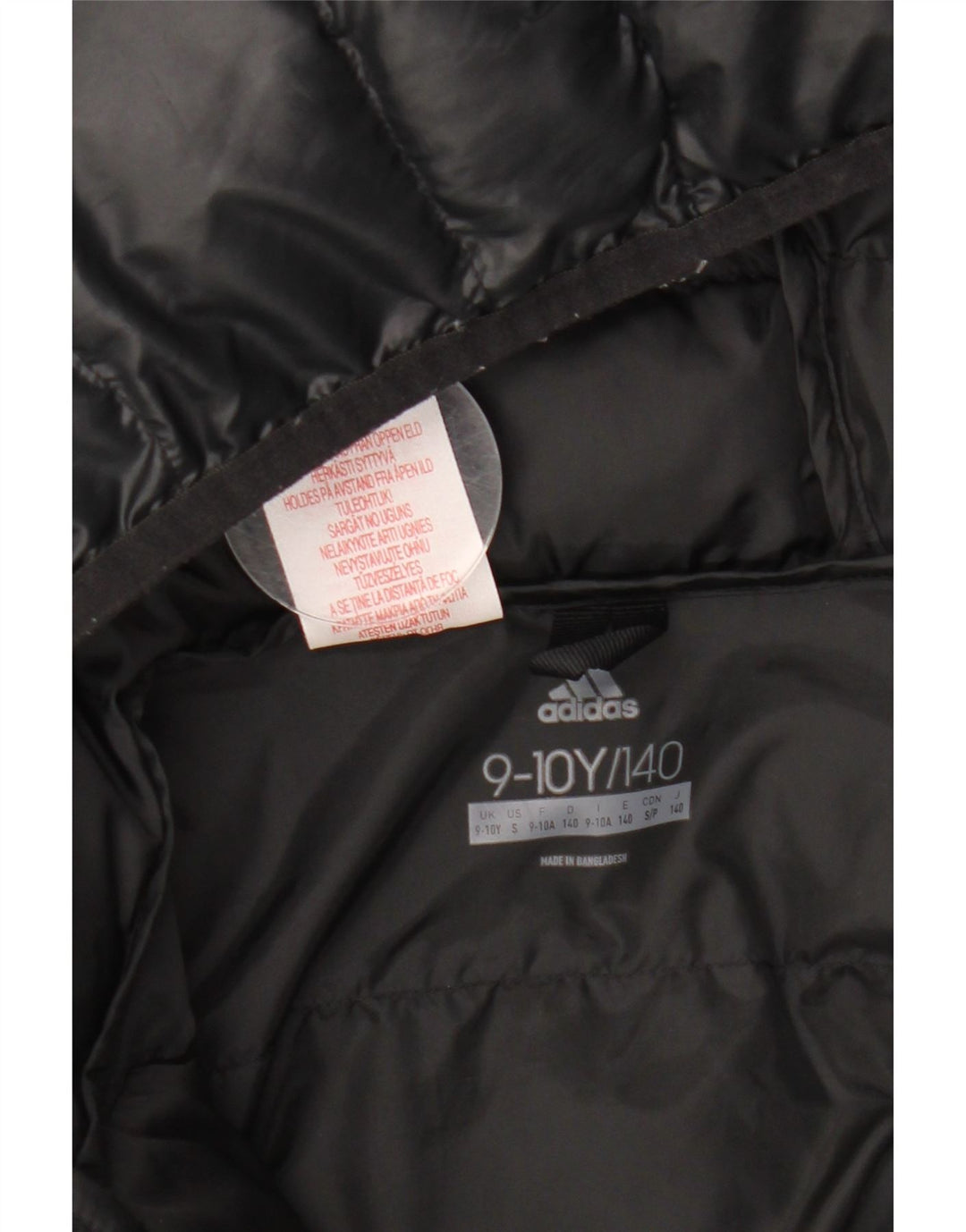 Giacca imbottita con cappuccio ADIDAS per ragazzi 9-10 anni in poliestere nero