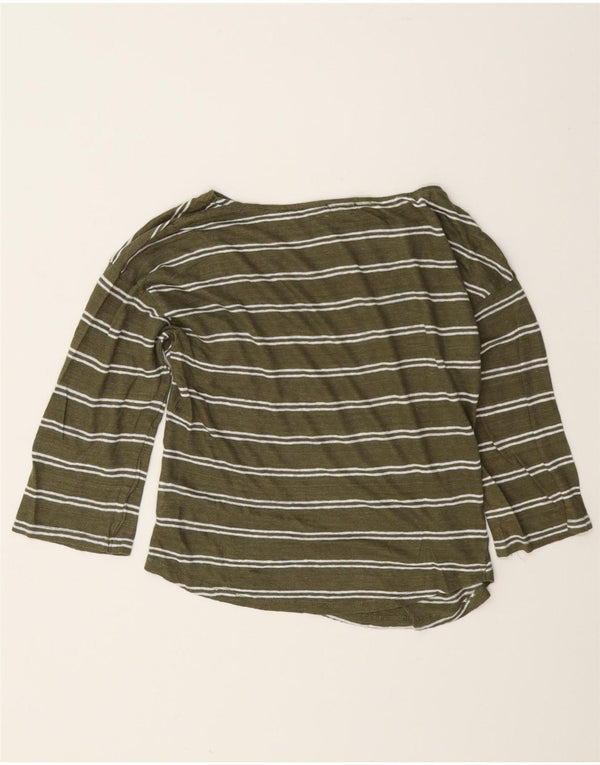 Top oversize da donna Benetton manica 3/4 UK 6 XS lino a righe verdi