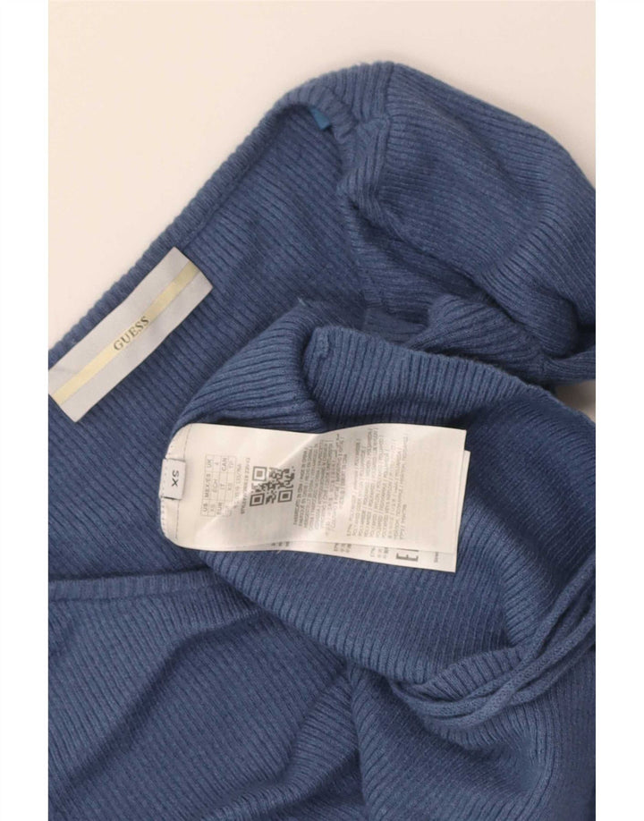 Top corto da donna Guess a maniche lunghe UK 4 XS blu navy in poliammide