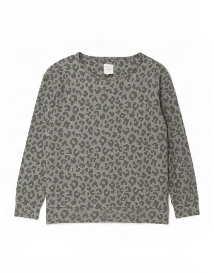 Felpa da donna John Lewis maglione UK 14 grigio medio stampa animalier