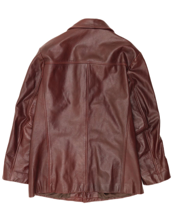 MONTANA Giacca blazer in pelle da uomo a 4 bottoni UK 42 Grande pelle bordeaux