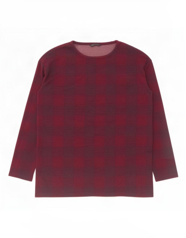 Marks & Spencer Top da donna a maniche lunghe UK 14 Grande poliestere a quadri viola