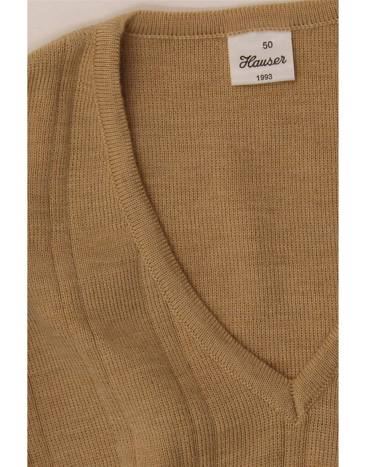 Maglione vintage da uomo con scollo a V IT 50 Acrilico beige medio