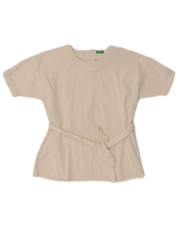 BENETTON Blusa Bambina Top 8-9 Anni Large Bianca Cotone