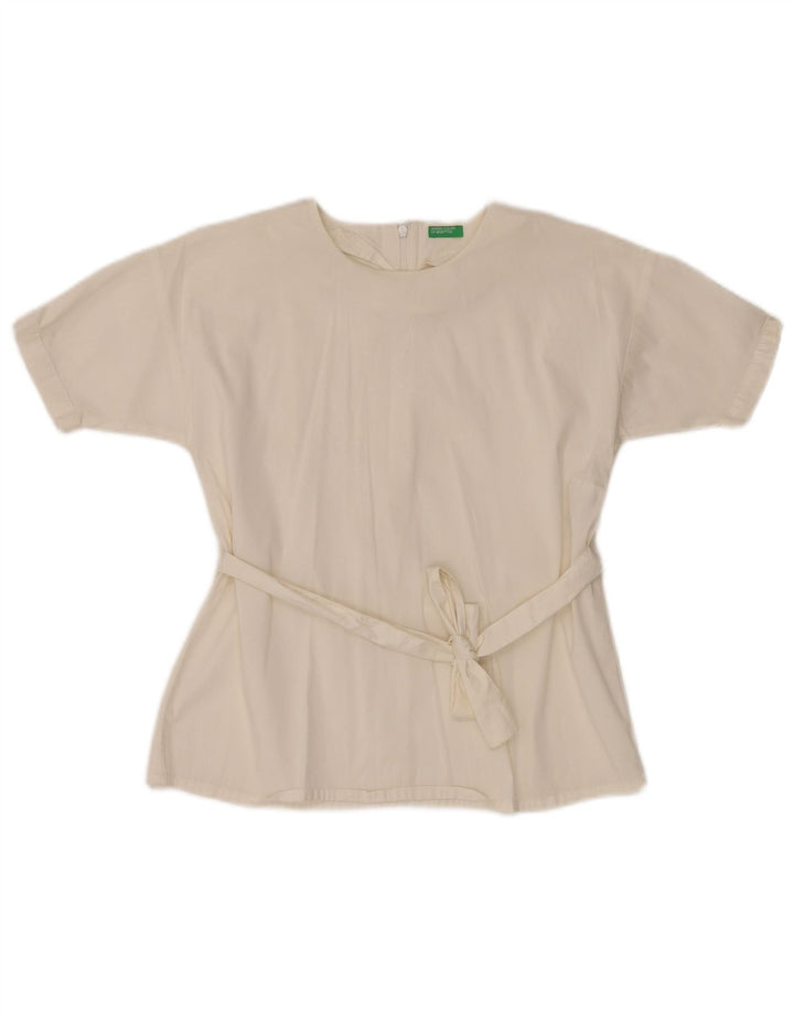 BENETTON Blusa Bambina Top 8-9 Anni Large Bianca Cotone