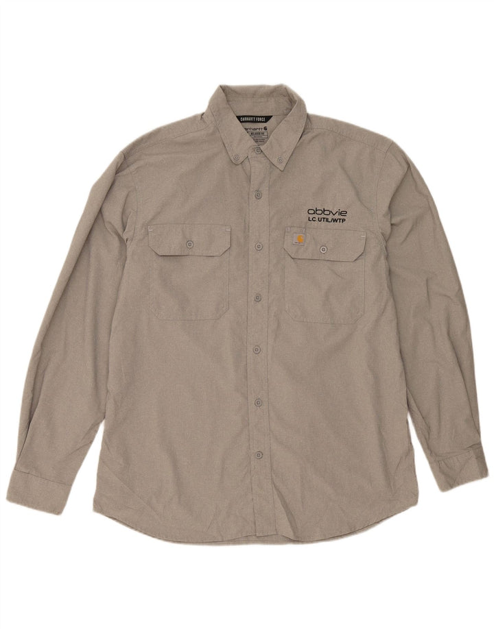 Camicia Carhartt da uomo dalla vestibilità comoda, grande, in poliestere grigio