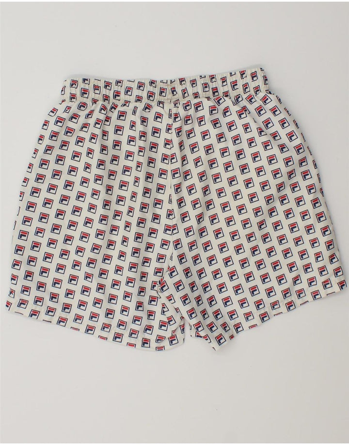 Pantaloncini da bagno grafici da uomo FILA piccoli in poliestere bianco