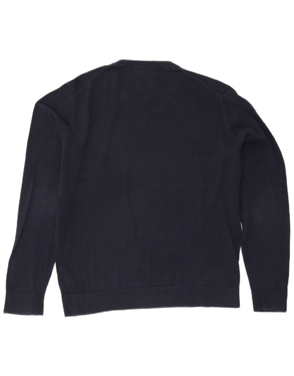 Maglione maglione con scollo a V da uomo Tommy Hilfiger 2XL cotone blu navy