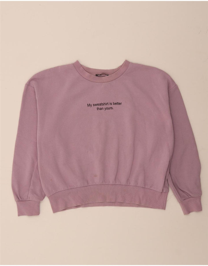 ZARA Womens Oversized Graphic Sweatshirt Jumper UK 10 Small Purple Vintage Zara and Second-Hand Zara from Messina Hembry 